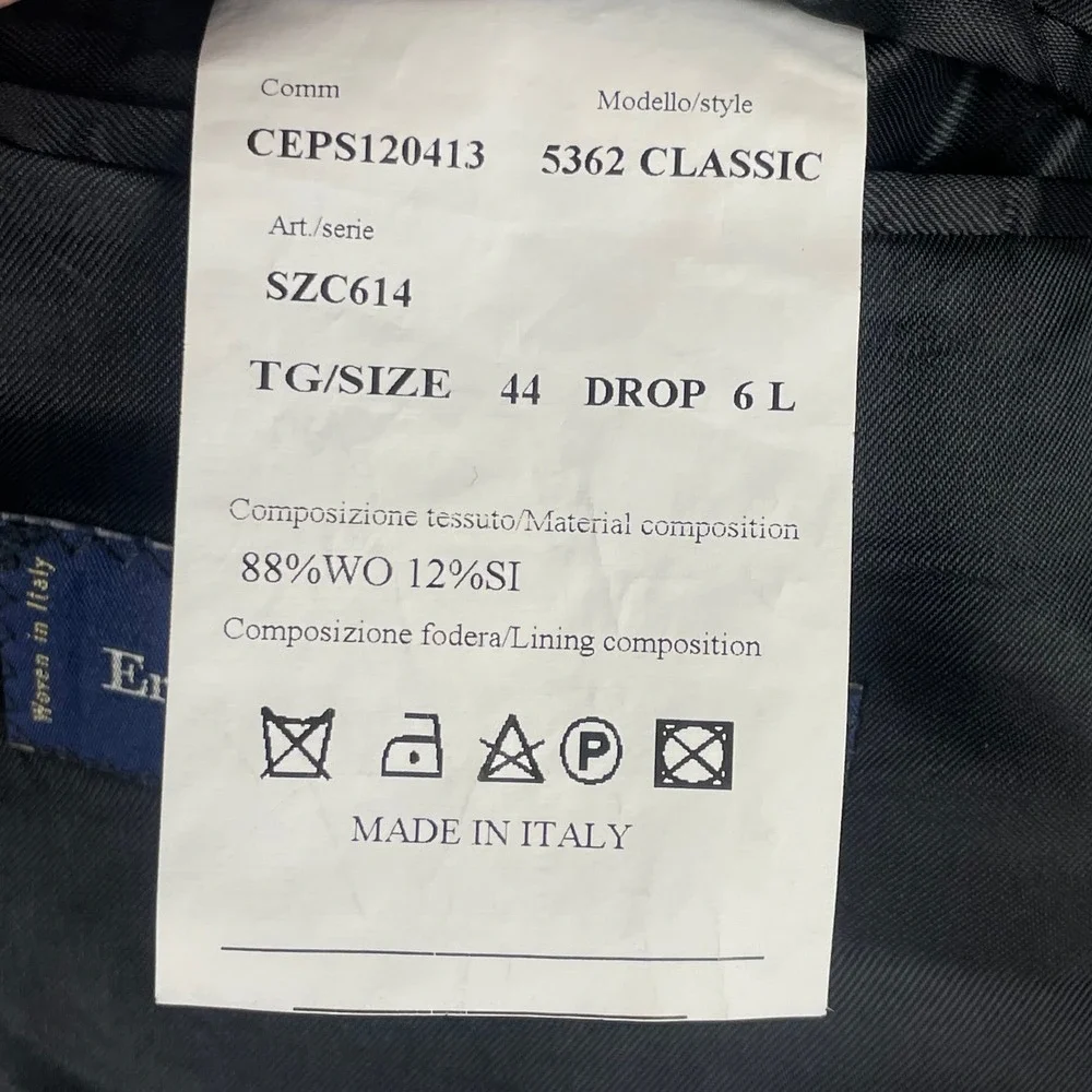 Ermenegildo Zegna Blazer Size 44 Gray‎ Saks Fifth Avenue Wool Blazer Italy Men's
